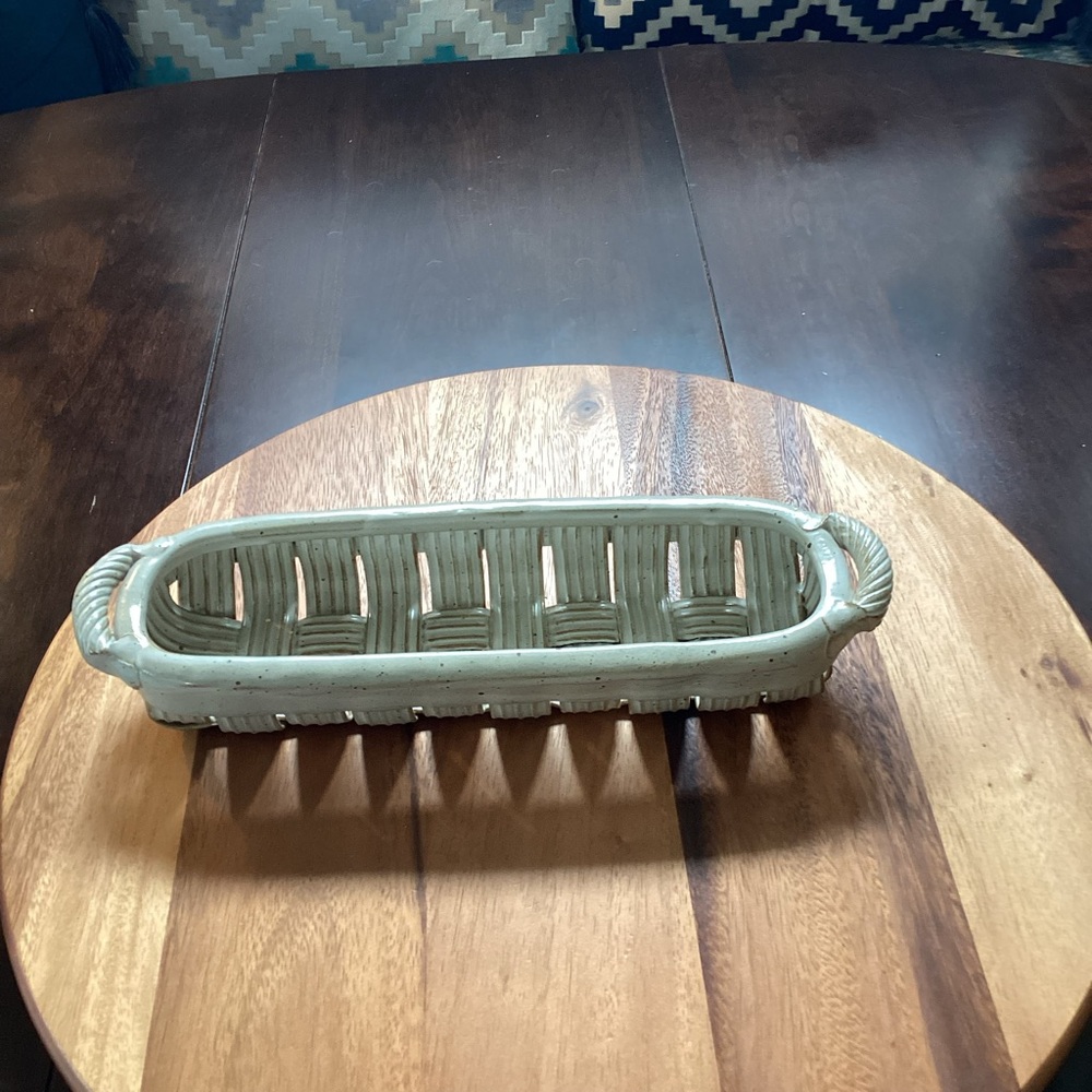 Vintage Parmentier Studio Pottery Woven Cracker Basket North Carolina
